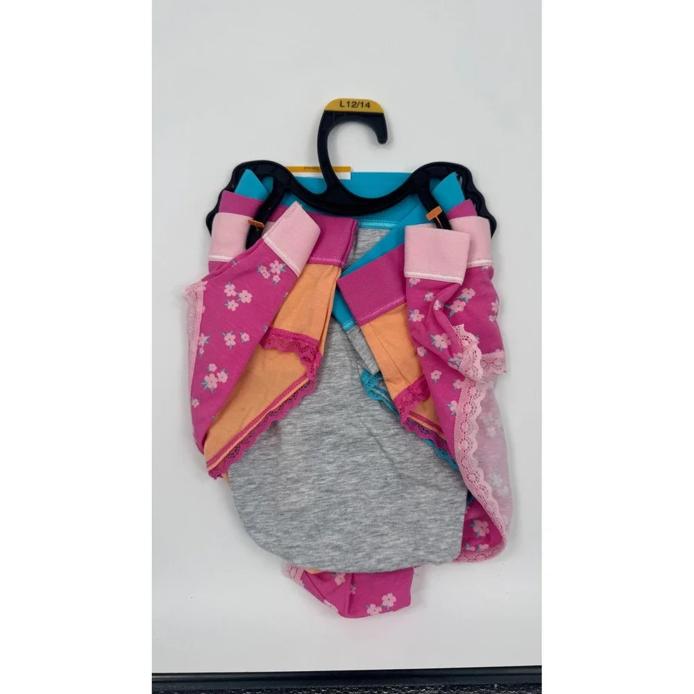 Celebrate Summer Girls Hipster Underwear 3 Pack Floral Pink Grey Teal  L 12/14